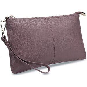 RFID Blocking Lightpurple Chain Wristlet Purse Women Small Clutch Zipper Pockets